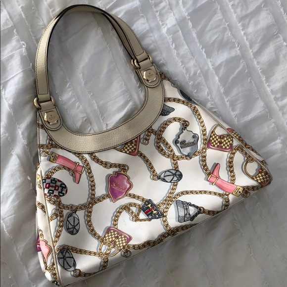 SOLD Gucci satin and leather tote satchel dust bag - Picture 3 of 8